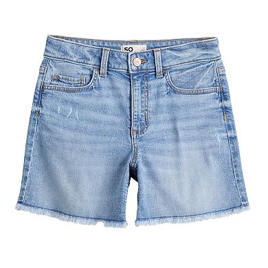 Girls 6-20 SO® High Rise Mid Length Relaxed-Fit Denim Shorts in Regular & Plus Size