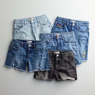 Girls 6-20 SO® High Rise Mid Length Relaxed-Fit Denim Shorts