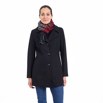 Women's London Fog Single Breasted Coat & Scarf