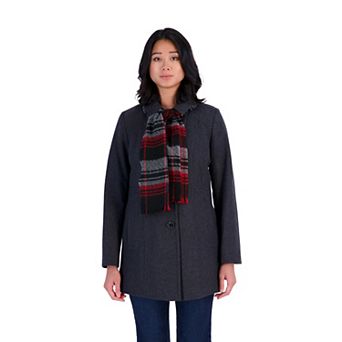 Women's London Fog Single Breasted Coat & Scarf