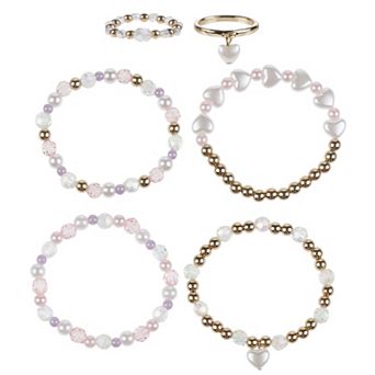Girls Elli by Capelli 6 pc Beaded Bracelets & Rings Set