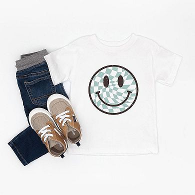 Checker Board Smiley Face Toddler Short Sleeve Graphic Tee