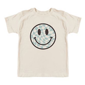 Checker Board Smiley Face Toddler Short Sleeve Graphic Tee
