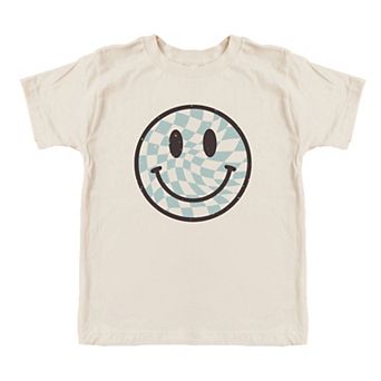 Checker Board Smiley Face Toddler Short Sleeve Graphic Tee