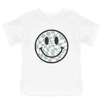 Checker Board Smiley Face Toddler Short Sleeve Graphic Tee