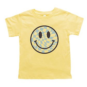 Checker Board Smiley Face Toddler Short Sleeve Graphic Tee
