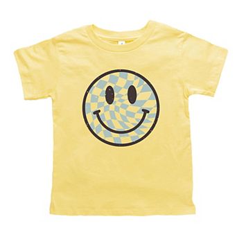 Checker Board Smiley Face Toddler Short Sleeve Graphic Tee