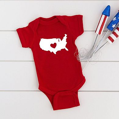 Usa Heart Outline Baby Bodysuit