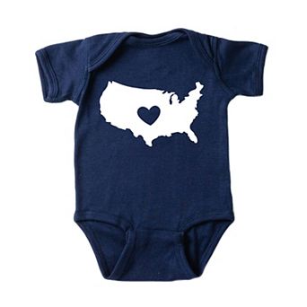 Usa Heart Outline Baby Bodysuit