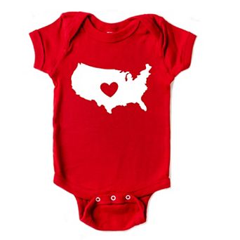 Usa Heart Outline Baby Bodysuit