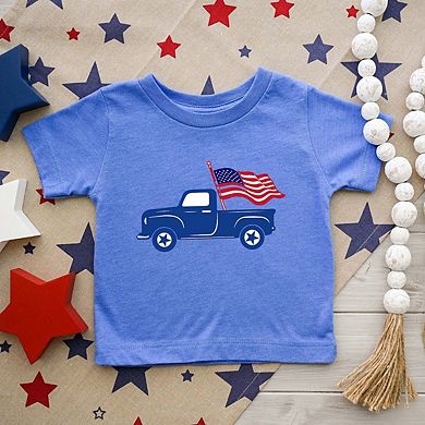 Truck With Flag Youth Short Sleeve Graphic Tee