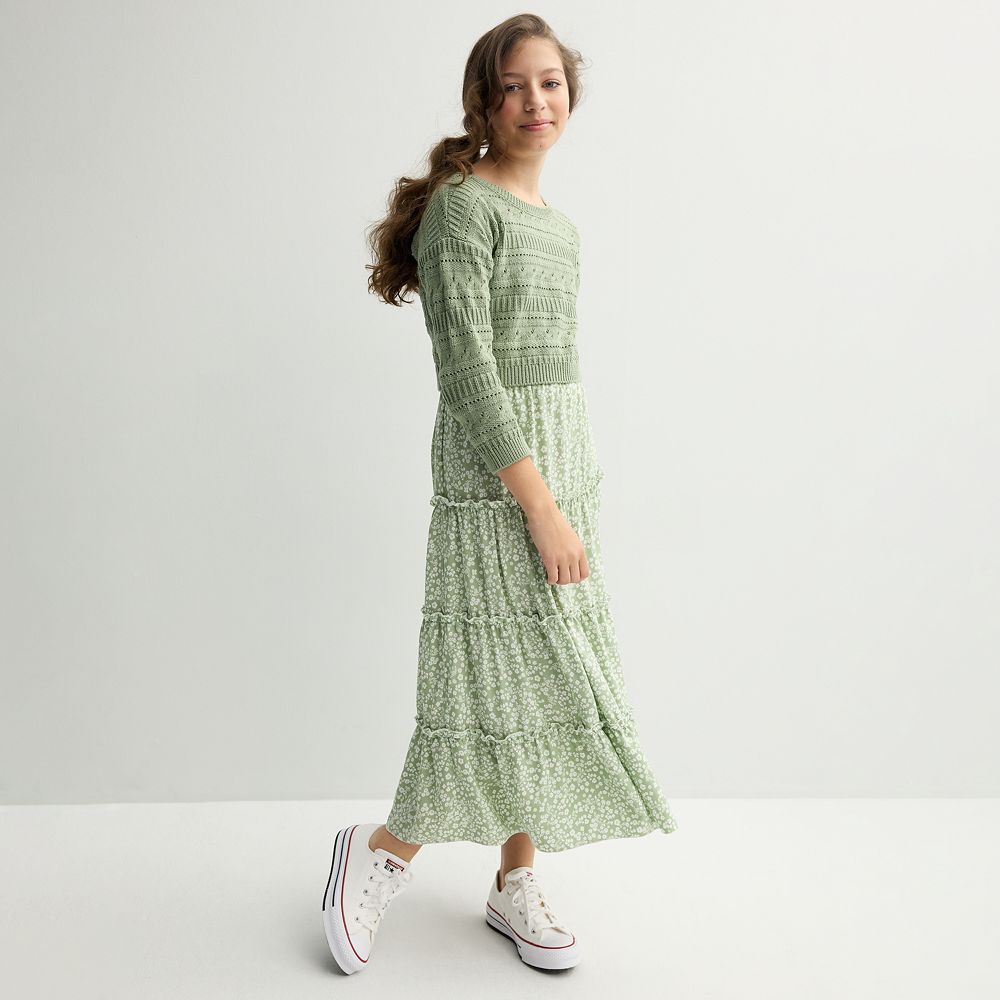 Girls 7-16 Knit Works Sleeveless Tiered Dress with Long