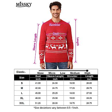 Family Matching Christmas Sweater Reindeer Snowflakes Knitted Ugly Crew Neck Pullover For Men