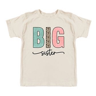 Big Sister Leopard Toddler Short Sleeve Graphic Tee