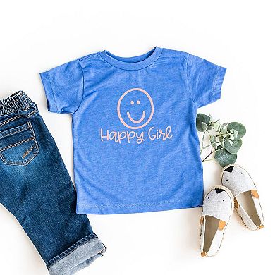 Happy Girl Smiley Face Youth Short Sleeve Graphic Tee