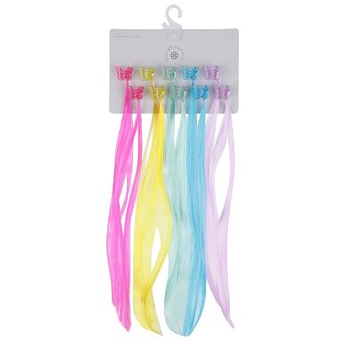Girls' Elli by Capelli 10-pack Butterfly Claw Clips with Faux Colorful Hair Highlights