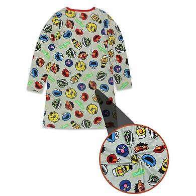 Sesame Street Elmo Women's Long Sleeve Henley Dorm Nightgown Sleep Dress Pajamas