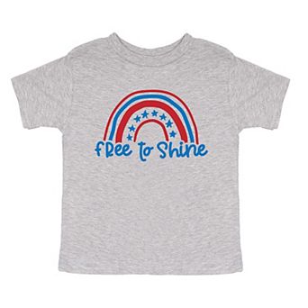 Free To Shine Rainbow Toddler Short Sleeve Graphic Tee