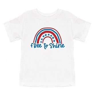 Free To Shine Rainbow Toddler Short Sleeve Graphic Tee