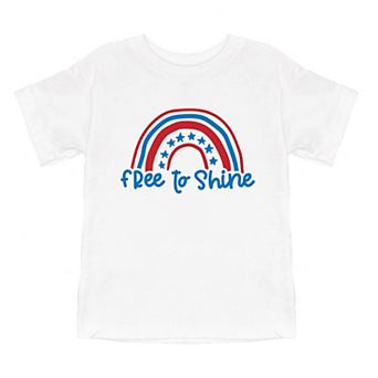 Free To Shine Rainbow Toddler Short Sleeve Graphic Tee