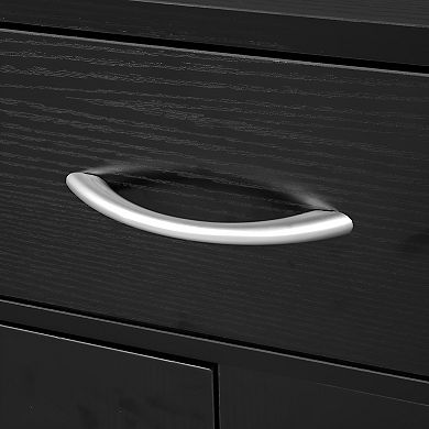 Thiamine Double Doors And Five Drawers Bathroom Cabinet Black