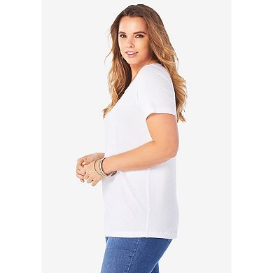 Roaman's Women's Plus Size Eyelet Cutout Tee