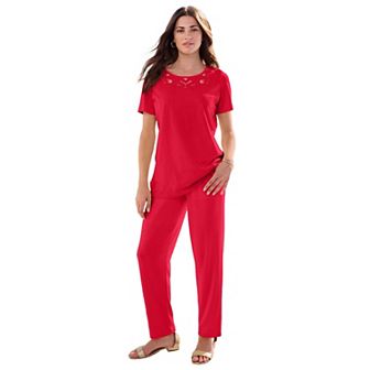 Roaman's Women's Plus Size Eyelet Cutout Tee