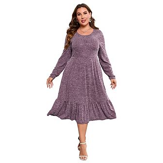 Womens Plus Size Ribbed Knit Sweater Dress Long Sleeve Stretchy Comfy Casual Fall Dress With Pockets