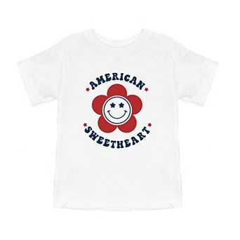 American Sweetheart Flower Toddler Short Sleeve Graphic Tee