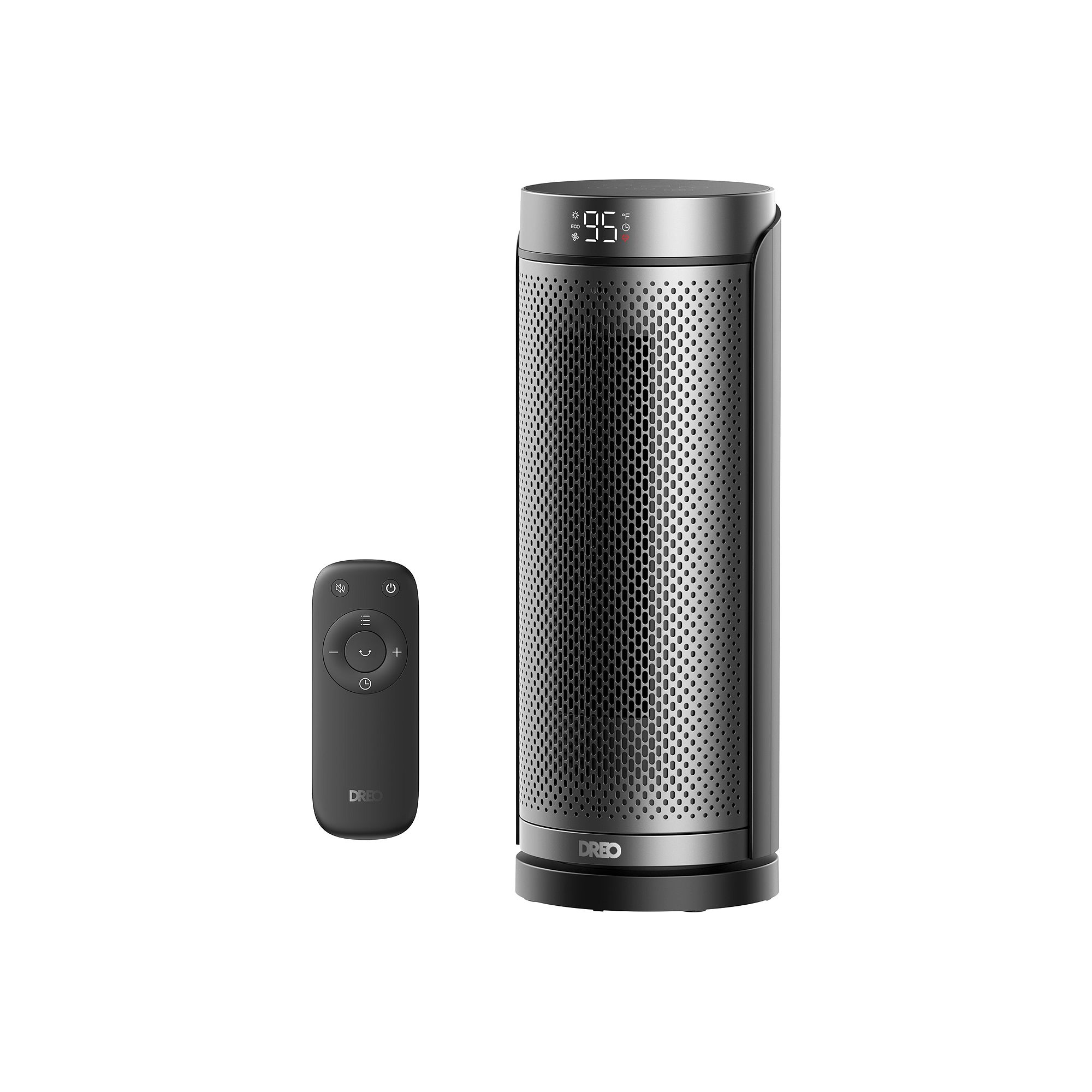 Dreo Solaris Plus Oscillating Tower Space Heater with Remote, Silver