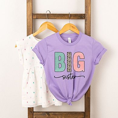 Big Sister Leopard Youth Short Sleeve Graphic Tee