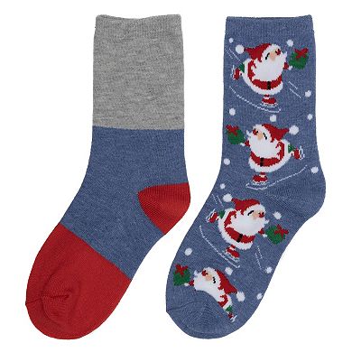 Kids 2-Pack Christmas Novelty Crew Socks