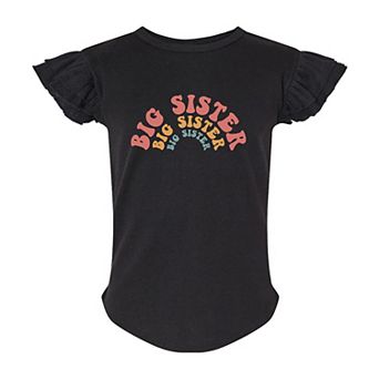 Big Sister Stacked Curved Toddler Flutter Sleeve Graphic Tee