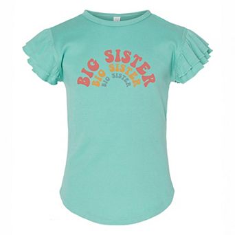 Big Sister Stacked Curved Toddler Flutter Sleeve Graphic Tee