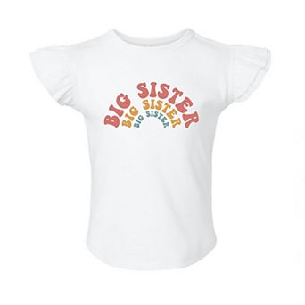 Big Sister Stacked Curved Toddler Flutter Sleeve Graphic Tee