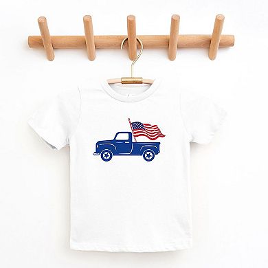 Truck With Flag Toddler Short Sleeve Graphic Tee