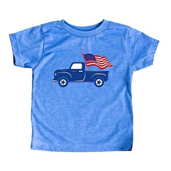 Truck With Flag Toddler Short Sleeve Graphic Tee
