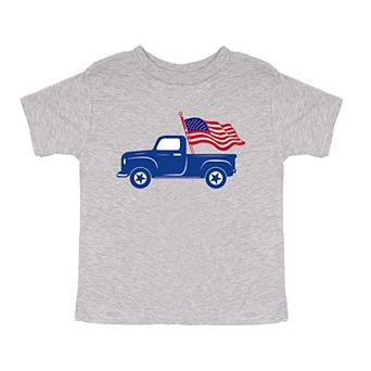 Truck With Flag Toddler Short Sleeve Graphic Tee