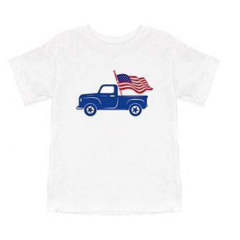 Truck With Flag Toddler Short Sleeve Graphic Tee