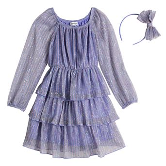Girls 4-6x Speechless Tiered Dress with Headband