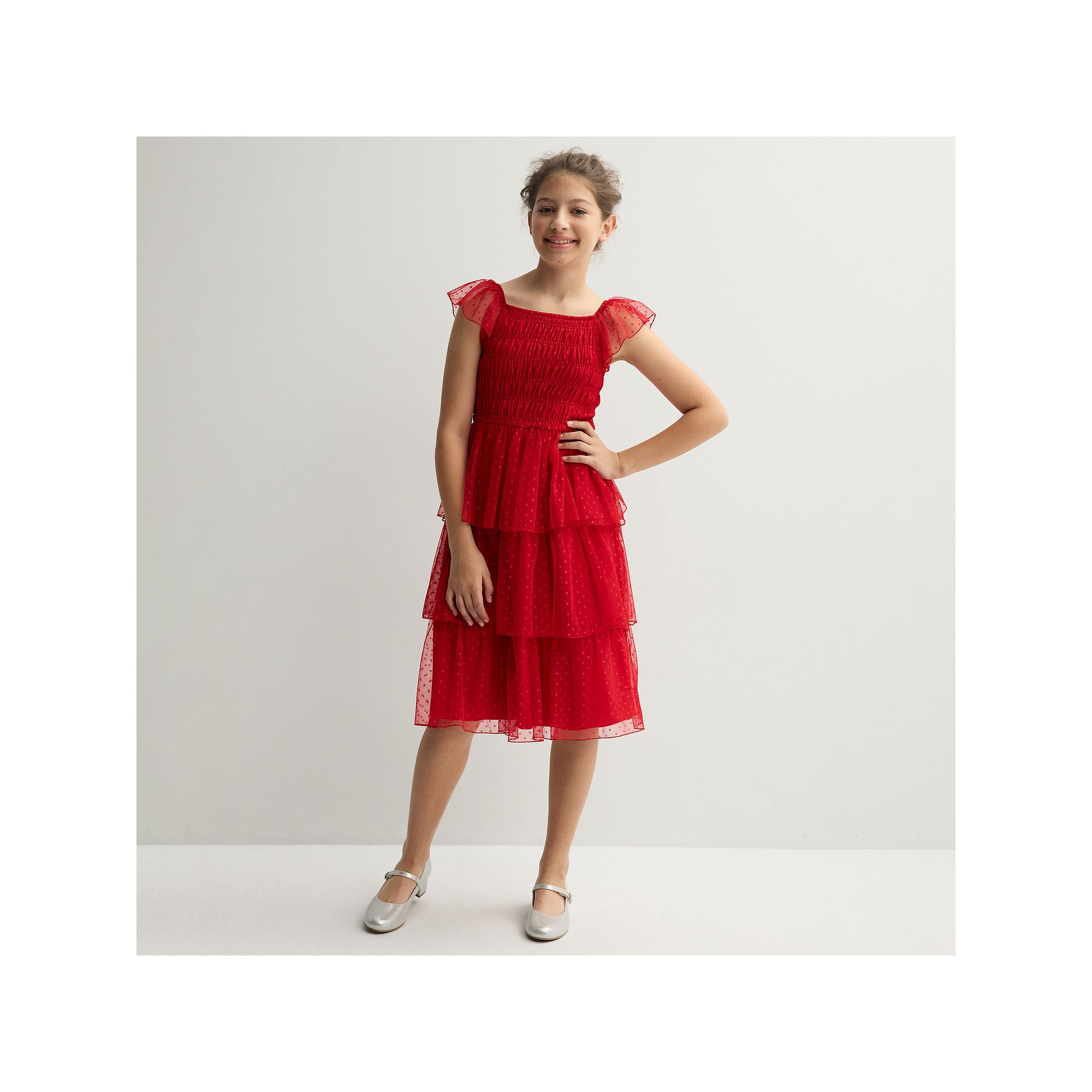Girls 7-16 Speechless Tiered Mesh Midi Dress, Girls, Size: Small