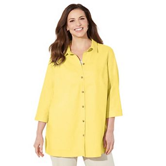 Catherines Women's Plus Size Classic Linen Buttonfront Shirt