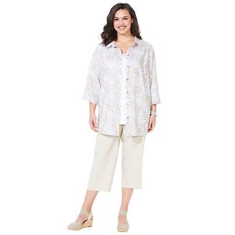 Catherines Women's Plus Size Classic Linen Buttonfront Shirt