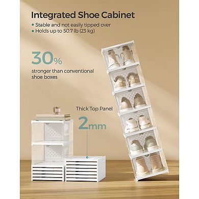 Space-Saving Stackable Shoe Boxes with Clear Front Door Easy Assembly Shoe Storage Solution
