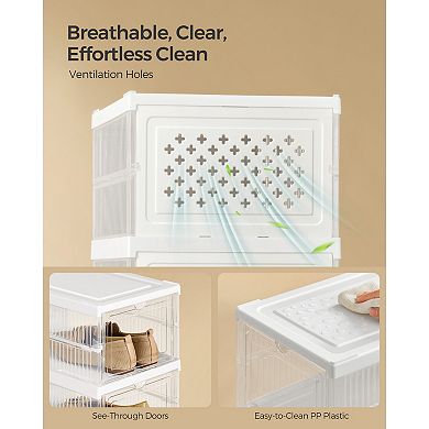 Space-Saving Stackable Shoe Boxes with Clear Front Door Easy Assembly Shoe Storage Solution