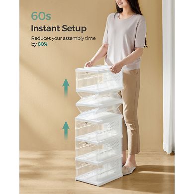 Space-Saving Stackable Shoe Boxes with Clear Front Door Easy Assembly Shoe Storage Solution