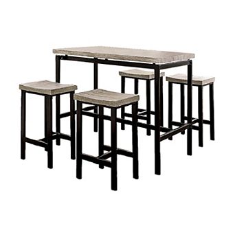 5 pc Counter Height Table Set In Natural Tone And Gray Finish
