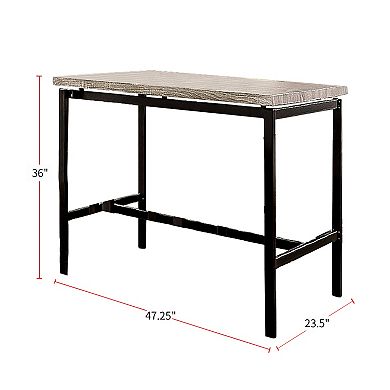 5 Piece Counter Height Table Set In Natural Tone And Gray Finish