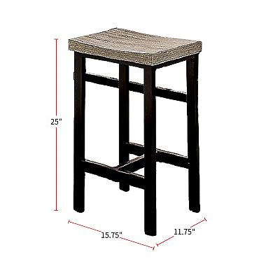 5 Piece Counter Height Table Set In Natural Tone And Gray Finish