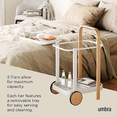Umbra Bellwood Modern Wheeled Tiered Bar Cart